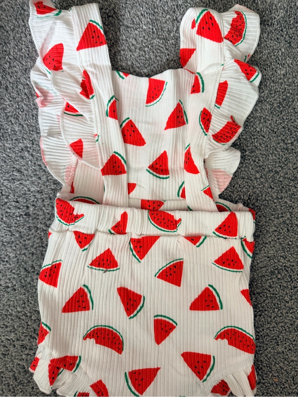 White Watermelon Print Ruffle One-Piece - Picture 5 of 8